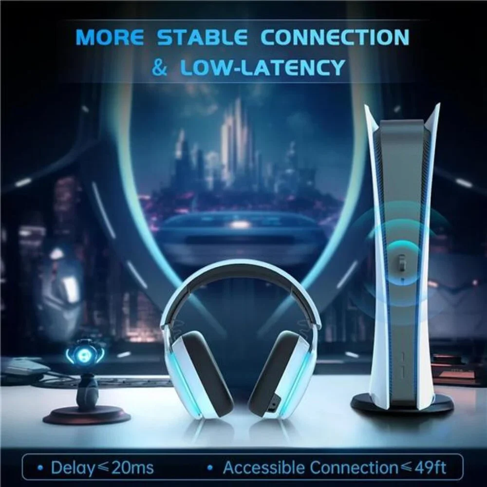 Wireless Gaming Headset for PC, PS4, PS5, Mac